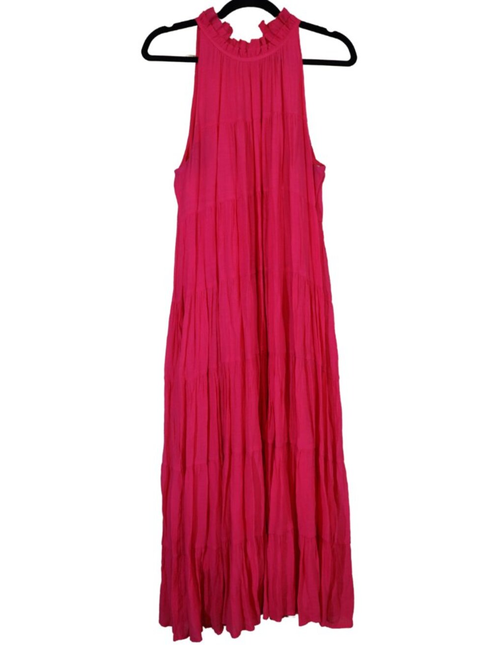 Entro Fuchsia Pink Tiered Halter Maxi Dress Size M